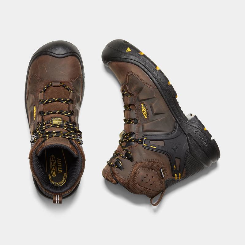 Keen Dover 6" Wp Mens Work Boots Brown/Black Outlet (2619-YQKHX)